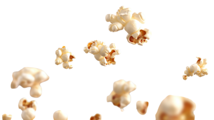 Popcorn flying isolated on transparent background Isolated Background on White --ar 16:9