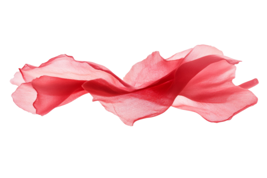 Red fabric with a flowy, wavy appearance, isolated