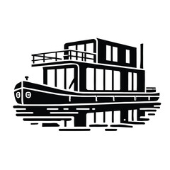 Canal Houseboat Silhouette