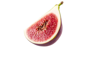 Slice of red fruit with a green stem, isolated
