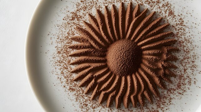 Artistic Chocolate Dessert: A visually stunning chocolate dessert meticulously arranged on a plate, radiating elegance and sophistication