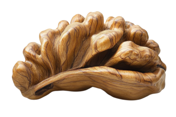 Unique handcrafted wooden bowl shaped like a leafy design, showcasing fine craftsmanship and natural wood grain