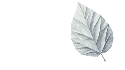 White origami leaf floating on transparent background