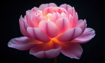 Beautiful pink lotus flower illuminated