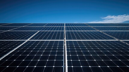 Solar Panels, Clean Energy Under a Vast Blue Sky