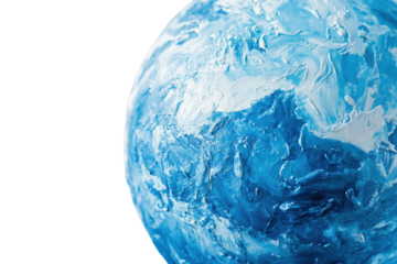 Artistic representation of Earth showcasing vibrant blues and textured surface depicting ocean and landmass