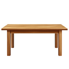 Dining table with wooden finish isolated on transparent background