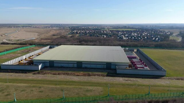 Aerial view of Data Centre Quantum computing technology modern era explore the cutting-edge technology and futuristic infrastructure in the UK 