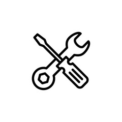 Tools icon logo design. tool sign and symbol. setting icon. Wrench and screwdriver. Service, repair