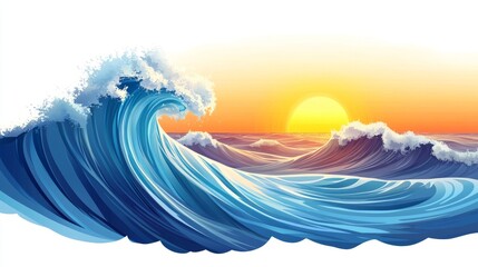 DesignCreativity Vector Design View Beach Waves Tropical