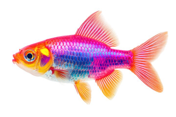 Colorful goldfish swimming gracefully in a clear aquarium under natural light