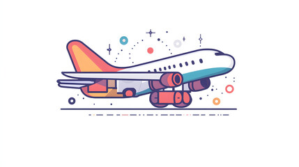 International Shipping with Airplane In Flat illustration