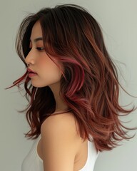 Naklejka premium background of women fashion with beautiful wavy haircuts creates the elegance of girl Generate AI