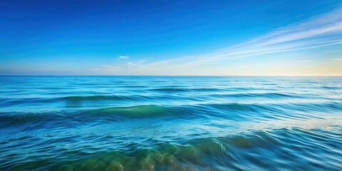 calm ocean waves gently rolling with a clear blue sky in the background
