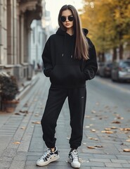 Professional Black Pullover Hoodie, Hoodie, T-shirt, and Tracksuit Image for Fashion, Streetwear, and Athleisure Brands