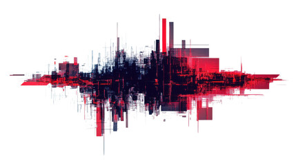 Obraz premium Abstract glitch art representing a futuristic cityscape with transparent background