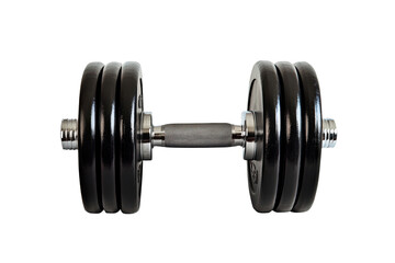Fototapeta premium A dumbbell with a silver handle isolated on transparent background