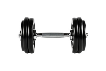 Naklejka premium A dumbbell with a silver handle isolated on transparent background