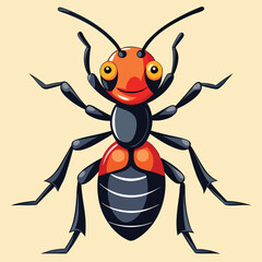 Cute funny cartoon insect animal vector illustration of a smiling spider and a tiny bug character