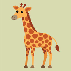 Obraz premium Tall brown giraffe cartoon illustration a wild mammal with long neck standing isolated