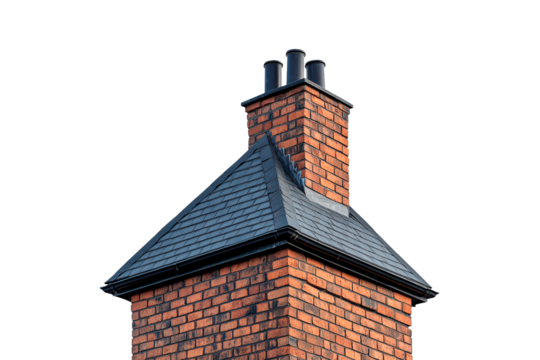 Red brick chimney isolated on transparent background