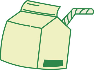 Illustration of a Milk Carton with Straw