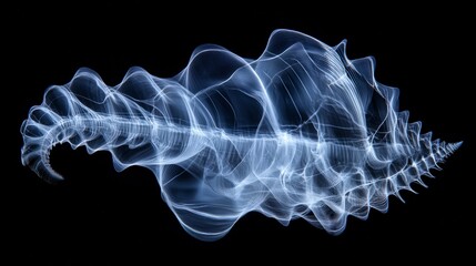Obraz premium Glowing Abstract Seashell Digital Art On Black Backgrounds In Blue