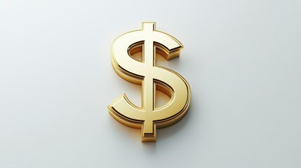 Obraz premium Golden Dollar Sign on Light Gray Background