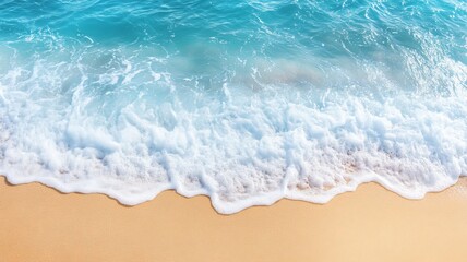 blue ocean and sandy beach with soft waves, summer vibes