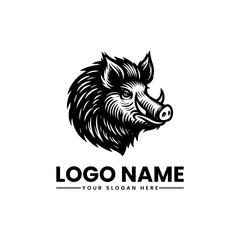 Retro Style Boar Head Vector Logo | Vintage Wild Hog Illustration | Classic Rustic Animal Emblem