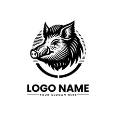 Retro Style Boar Head Vector Logo | Vintage Wild Hog Illustration | Classic Rustic Animal Emblem
