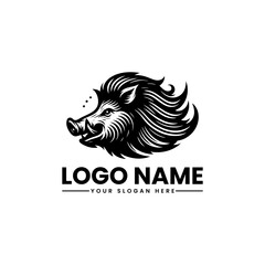 Retro Style Boar Head Vector Logo | Vintage Wild Hog Illustration | Classic Rustic Animal Emblem