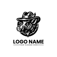 Retro Style Boar Head Vector Logo | Vintage Wild Hog Illustration | Classic Rustic Animal Emblem