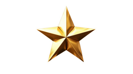 Realistic gold star shining on transparent background