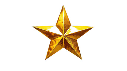Shining gold star rotating on transparent background
