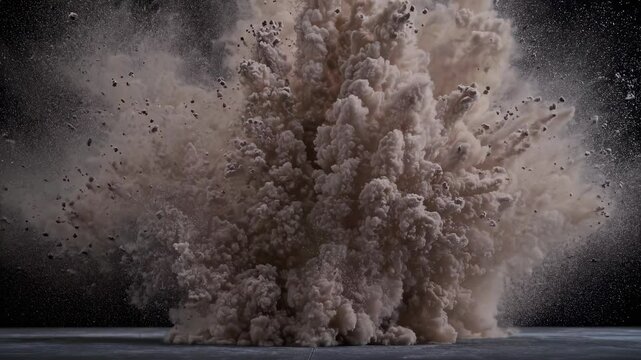 A powerful explosion creates a massive cloud of dust and debris, highlighting the intense energy released. This dramatic event captures the fascinating forces of nature in action.