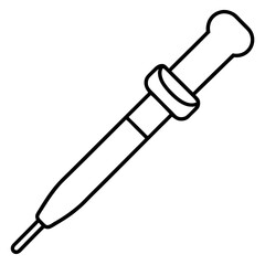 Minimalist Micropipette Drawing Vector | Line Art, Clipart & Cartoon Illustration, Minimalist micropipette vector illustration, perfect for clipart, cartoons, and line art designs.