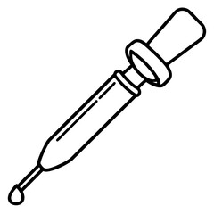 Minimalist Micropipette Drawing Vector | Line Art, Clipart & Cartoon Illustration, Minimalist micropipette vector illustration, perfect for clipart, cartoons, and line art designs.