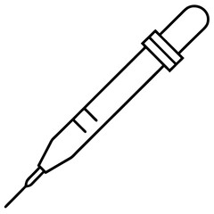 Minimalist Micropipette Drawing Vector | Line Art, Clipart & Cartoon Illustration, Minimalist micropipette vector illustration, perfect for clipart, cartoons, and line art designs.