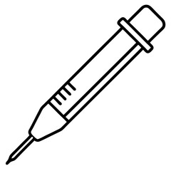 Minimalist Micropipette Drawing Vector | Line Art, Clipart & Cartoon Illustration, Minimalist micropipette vector illustration, perfect for clipart, cartoons, and line art designs.