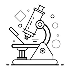Line Art Compound Microscope Vector Illustration – Clipart & Cartoon Design,  Minimalist line art microscope vector—perfect for science, lab, research, and education clipart needs.