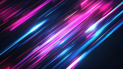Dynamic streaks of vibrant neon colors capturing the essence of futuristic energy and technology in a motion blur effect on dark background