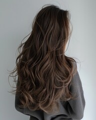 Fototapeta premium background of women fashion with beautiful wavy haircuts creates the elegance of girl Generate AI