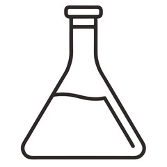 Minimalist Line Drawing of Erlenmeyer Flask – Vector Illustration, Clipart & Line Art, Minimalist line art of an Erlenmeyer flask – perfect for science-themed vector designs & clipart.