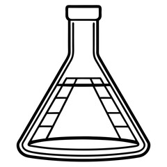 Minimalist Line Drawing of Erlenmeyer Flask – Vector Illustration, Clipart & Line Art, Minimalist line art of an Erlenmeyer flask – perfect for science-themed vector designs & clipart.