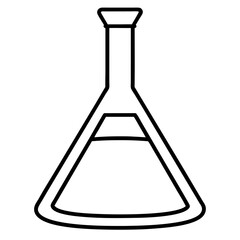 Minimalist Line Drawing of Erlenmeyer Flask – Vector Illustration, Clipart & Line Art, Minimalist line art of an Erlenmeyer flask – perfect for science-themed vector designs & clipart.