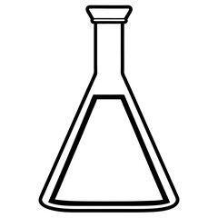 Minimalist Line Drawing of Erlenmeyer Flask – Vector Illustration, Clipart & Line Art, Minimalist line art of an Erlenmeyer flask – perfect for science-themed vector designs & clipart.