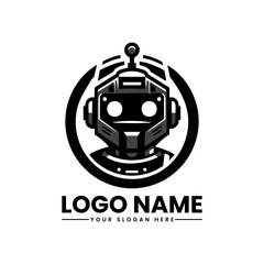 Robot Vector Logo | Futuristic AI Mascot | Modern Tech Illustration