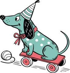  A whimsical artistic painting of a dog like illustration