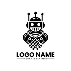 Robot Vector Logo | Futuristic AI Mascot | Modern Tech Illustration